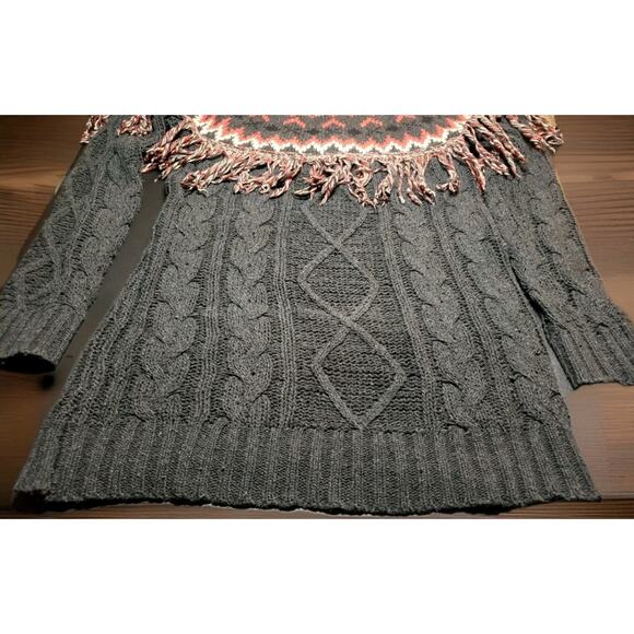 Sweater Dress En Creme Size S Winter Yarn Black Red White - Picture 2 of 4